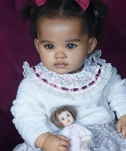 Pinky Reborn Dolls Black Girls 24 Inch Realistic Reborn Toddler Dolls African American Reborn Doll Toy for Xmas Birthday Gifts 2