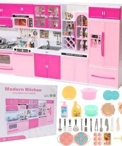 34 PCS Girl Doll Travel Camping Tent Set & 83 PCS Doll Kitchen Pretend Play Furnitures Toy Accessories 2
