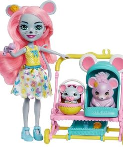 Doll And Accessories City Tails Mouse Baby Buggy Playset Mauria Mouse Doll, 2 Animal Friends And Doll Stroller Gift For Kids 2