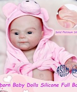 Full Body Silicone Baby Doll,16 Inch Silicone Girl Baby Reborn Dolls Real Handmade Newborn Baby Dolls for Girls Boys 2