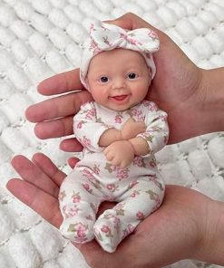 Mire & Mire Reborn Baby Dolls 7 “Girl Open Eyes Smile Full Silicone Mini Realistic Baby Doll with Feeding Accessories 2