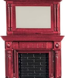 Dollhouse Miniature Wooden Furniture Mahogany Fireplace with Mantle Mirrror