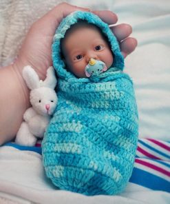 7 Inch Silicone Baby Boy, Mini Realistic Newborn Baby Dolls Silicone Full Body Stress Relief with Feeding Accessories