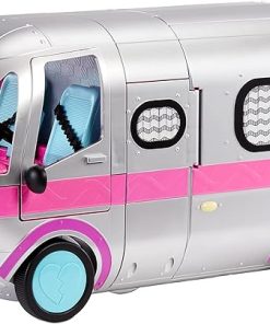 LOL Surprise OMG Glamper Fashion Camper Deluxe Doll Playset 55+ Surprises, Fully Furnished, Light Up Pool, Water Slide, Bunk Beds, Cafe, BBQ Grill, DJ Booth, Girls Toy Gift Ages 4+ Metallic Silver