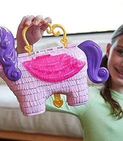 Polly Pocket Micro, Unicorn Party Playset, Pink Unicorn Toy with Purple Hair, 25 Toy Surprises Inside, Toys for Ages 4 and Up, One Playset, GVL88 2