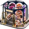MAGQOO DIY Miniature Dollhouse Kit with Furniture 1:24 Scale Creative Room Mini Wooden Doll House Accessories DIY Miniature House Kit (Book Cafe)