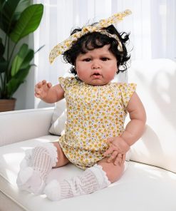 Pinky Reborn Baby Dolls 24 inch 60 cm Black African American Lifelike Baby Dolls Girls Dolls That Look Real Feeling Realistic with Soft Cloth Baby Doll Birthday with Toys for Age 3+ 2