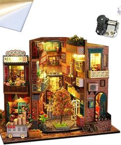 Mini 3D Wooden Doll House Craft Model with Dust Proof Cover and Music Movement,DIY Miniature and Furniture Dollhouse Kit,Creative Room Idea for Valentine’s Day Birthday Gift (Time Stamp)