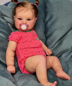 Zero Pam 24 Inch Reborn Toddler Doll Girls with Hair, 60 CM Realistic Newborn Baby Doll, Handmade Soft Cloth Body Weighted Reborn Doll Smiling Girl, Poseable Real Life Baby Dolls with Clothes for Kids