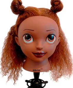 Dolls Jade Real Hair Styling Head Doll Bundle, Brown Hair Color, 4b/4c (z-curl) Hair Type, Professional Grade 100% 12-inch Human Hair Training Mannequin (Book+Styling Doll Head)