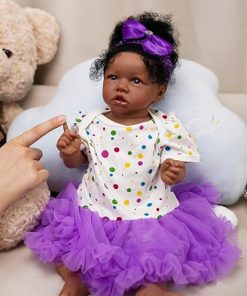 Realistic Reborn Baby Dolls Black – Elena, 20″ African American Toddler Girl | Hand-Rooted Hair | Soft Clothes | Poseable Weighted Vinyl Body | Newborn Lifelike Toy Gift Set for Ages 3+ 2