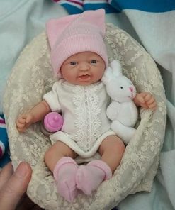 Reborn Baby Doll ，7 Inch Silicone Doll Girl Beall, Mini Realistic Newborn Baby Dolls Silicone Full Body with Feeding Accessories&Gift Box 2