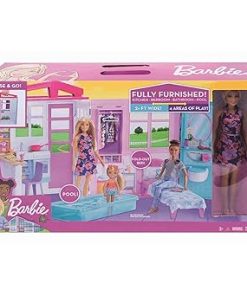 Barbie Doll and Dollhouse, Portable 1-Story Playset with Pool