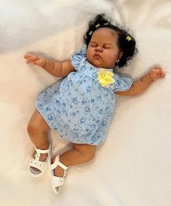 Angelbaby 24 Inch Reborn Baby Doll Black Girl – Realistic African American Baby with Brown Skin, Soft Silicone, Weighted, Biracial, Chubby Face Doll Toys