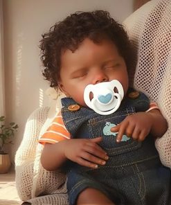 SCOM Reborn Baby Dolls Black – 18 Inch Soft Vinyl Realistic African American Baby Doll Sleeping Lifelike Real Life Newborn Baby Dolls with Doll Accessories and Gift Box for 3+ Year Old Girls Boys Kids