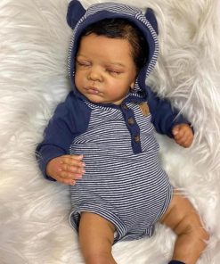Zero Pam Realistic Black Reborn Baby Dolls Boy,Real Life Black Silicone Reborn Toddler Dolls 19 Inch Soft Lifelike Newborn Babies Doll,Silicone Babies Doll That Look Real with Accessories 2