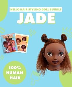 Dolls Jade Real Hair Styling Head Doll Bundle, Brown Hair Color, 4b/4c (z-curl) Hair Type, Professional Grade 100% 12-inch Human Hair Training Mannequin (Book+Styling Doll Head) 2