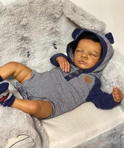 Zero Pam Black Reborn Baby Dolls 19 Inch Realistic Newborn Baby Dolls African American Lifelike Baby Dolls That Look Real Weighted Soft Body with Accessories Gift Set for Kids 2