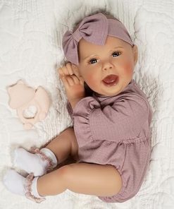 Paradise Galleries 19 Inch Realistic Reborn Baby Girl Doll with Soft Expression, Pink Teether Toy, and a Lovely Lavender Outfit – Nora