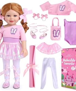 BABESIDE American 18 Inch Girl Doll, Ballerina Doll with Red-Golden Hair for Styling, Realistic Blue Eyes, Ballet Dress and Shoes, Dolls Accessories & Clothes for 3+ Year Old Girls 2