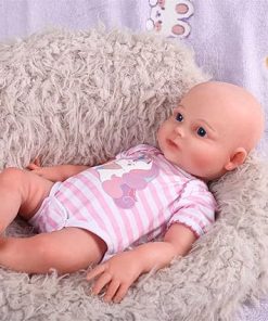 16.5 inch Realistic Full Silicone Baby Doll, Lifelike Reborn Baby Dolls, Toy, and Collectible Bald Girl 033