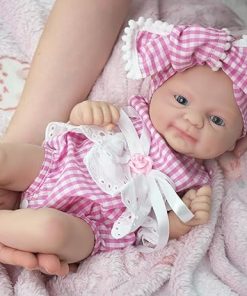 14″ Reborn Baby Dolls, Full Silicone Baby, Realistic Soft Silicone Newborn Baby Doll, Real Full Body Silicone Reborn Baby Dolls with Feeding Accessories