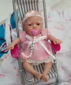 7 Inch Reborn Baby Doll,Silicone Doll Girl Daisy, Mini Realistic Newborn Baby Dolls Silicone Full Body with Feeding Accessories&Gift Box
