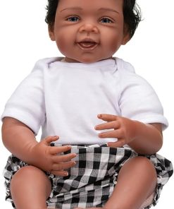 Pinky Lovely 22 Inch 55 cm Reborn Baby Doll Soft Silicone Toddler Dolls African American Baby Doll Toy