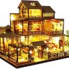 Roroom DIY Miniature and Furniture Dollhouse Kit,Mini 3D Wooden Doll House Craft Model with LED and Music Movement,Creative Room Idea for Valentine’s Day Birthday Gift（Ya Quan Court