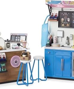 American Girl Truly Me 18-inch Doll Coffee Shop Playset with Pretend Espresso Machine and Cash Register, For Ages 6+