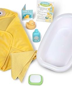 Melissa & Doug Mine to Love Deluxe Baby Care Play Set (48 Pieces – Doll + Accessories to Feed, Bathe, Change, and Cuddle)
