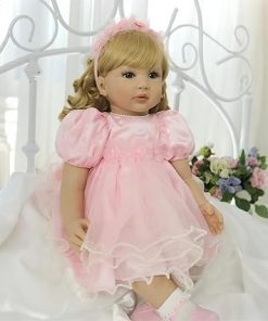 iCradle Cute 24 inch 60 CM Reborn Baby Dolls Long Hair Doll Soft Vinyl Princess Baby Girl Real Life Baby Toddler Doll Toy for Ages 3+