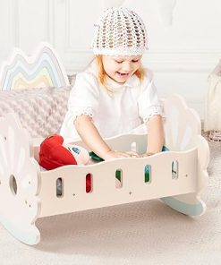 ROBOTIME Baby Doll Crib with 15“Baby Reborn Doll, Baby Doll Bed, Doll Rocking Cradle Baby Doll Accessories Furniture with Bedding for 18 inch Dolls (Seashell) 2