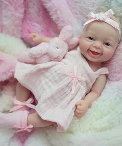 7″ Reborn Baby Doll Silicone Full Body Miniature Realistic Newborn Doll Lifelike Eyes Open Sweet Baby Girl Looks Like Real Baby with Clothes Feeding Accessories Gift Box 2