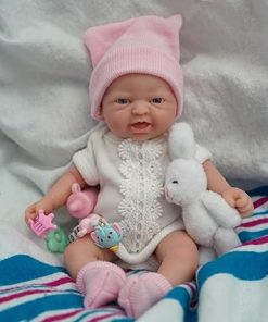 Reborn Baby Doll ，7 Inch Silicone Doll Girl Beall, Mini Realistic Newborn Baby Dolls Silicone Full Body with Feeding Accessories&Gift Box
