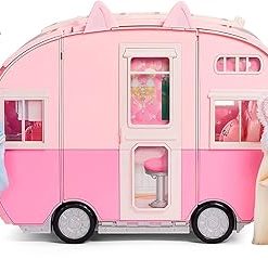 Na! Na! Na! Surprise Kitty-Cat Camper Playset, Pink Toy Car Vehicle for Fashion Dolls with Cat Ears & Tail, Opens to 3 Feet Wide for 360 Play, 7 Areas, Accessories, Gift for Kids Ages 5 6 7 8+ Years 2