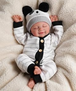 BABESIDE Lifelike Reborn Baby Dolls Brett – 17 inch Soft Body Realistic Newborn Baby Doll Sweet Sleeping Real Life Baby Doll Girl with Feeding Kit Accessories Set Gift for Kids Age 3+ 2