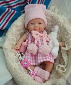 Reborn Baby Doll ，7 Inch Silicone Doll Girl Cindy, Mini Realistic Newborn Baby Dolls Silicone Full Body with Feeding Accessories&Gift Box
