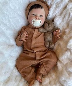Zero Pam 18 Inch 45 CM Realistic Reborn Baby Dolls Boy Eyes Open with Hair, Soft Cuddle Cloth Body Smiling Baby Boys Doll Real Life Silicone Newborn Toddler Like A Real Babydolls with Accessories 2