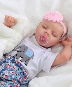 Reborn Baby Dolls 17 Inch Sleeping Realistic – Newborn Baby Doll Soft Vinyl Limbs & Cloth Body Poseable Real Lifelike Baby Dolls Girl with Feeding Kit Birth Certificate Gift Box for Kids Age 3+