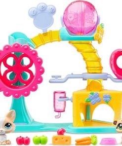 Bandai Littlest Pet Shop Fun Factory Playset LPS Playset with 2 Exclusive Pet Mini Figures 10 Accessories 1 Collector Card and Virtual Codes Animal Collectable Kids Toys for Girls and Boys, BF00519 2