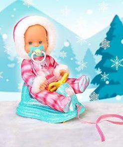 14″ Baby Doll in Ski Suit and Sleigh Accesssory On Wheels with Color Chaning Nose, for Ages 2+ 2