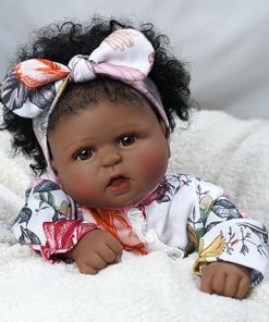 DreamyDolly Reborn Baby Dolls Black Girl – 20 Inch – African American Girl Brown Eyes – Vinyl Head & Limbs, Soft Cloth Body – Realistic-Newborn Baby Dolls – Real Life Baby Dolls with Gifts Accessories
