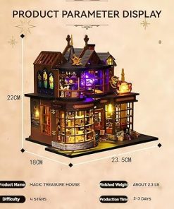 OZJAY DIY Miniature House Kit, Tiny House Kit with Dust Proof Cover & Music Movement, DIY Wooden Dollhouse Miniature Kit for Adults Teen, Open Door Design Model Magic Treasure House Kit, Home Decor 2