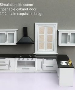 Mini Dollhouse Kitchen Cabinet , Simulation Life Scene Lightweight 1 : 12 Mini Dollhouse Kitchen Cabinet Exquisite Craftsmanship for Children for Living Room 2