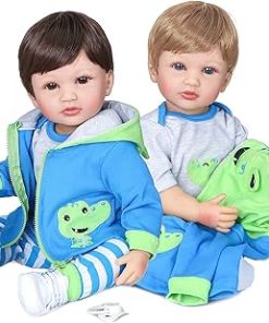 TERABITHIA 22 Inch Two Color Hair So Truly Cute Reborn Baby Doll Real Newborn Toddler Boy Dolls Crafted in Full Body Silicone Vinyl Anatomically Correct 2