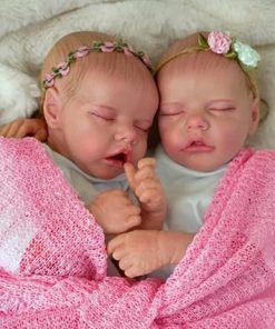 Twins Reborn Baby Dolls, Lifelike Reborn Baby Dolls, 17 Inches Baby Doll Maren and Monica, Full Vinyl Body Poseable Real Life Reborn Babies Toddler with Feeding Kit Gift Box for Kids Age 3+