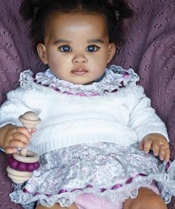 Pinky Reborn Dolls Black Girls 24 Inch Realistic Reborn Toddler Dolls African American Reborn Doll Toy for Xmas Birthday Gifts