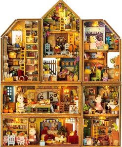 6 Piece DIY Dollhouse Miniature Animals Small Town QH Hut Series Assembled Mini House Model Ahilmrn Home Decor