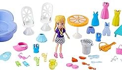 Polly Pocket Cute ‘n’ Cool Pool Party with 3-inch Polly Doll & 20+ Backyard Pool & Clothing Accessories; for Ages 4 and Up ​